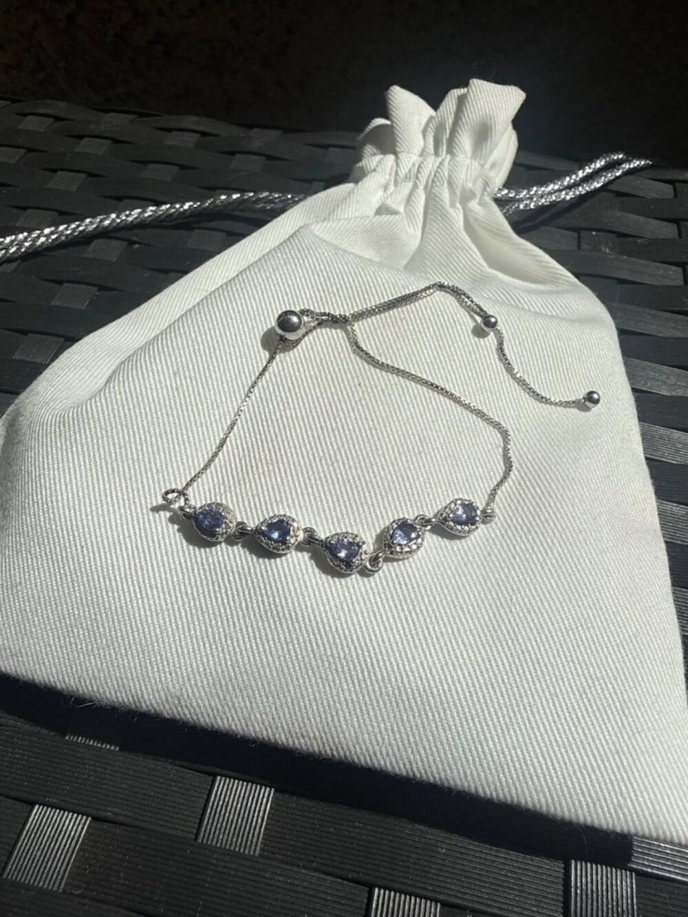 Silver and blue gemstone bracelet